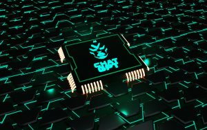 a computer chip that is glowing green in the dark