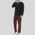 Pyjamas Sets for Men Thermal Fleece Top, 100% Cotton Bottom