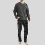 Mens Long Sleeve Pyjama Set Luxury Thermal Fleece Pyjamas