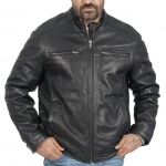 Trapper Warm Long Black Leather Jacket