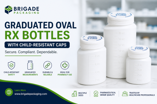 Wholesale Graduated Oval Rx Bottles with CR Caps