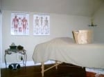 Massage draping options and shower available