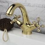 Single Hole Bathroom Faucet with Metal Cross Handles 5560G