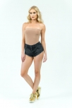 Distressed Ripped Denim Hot Pants Black