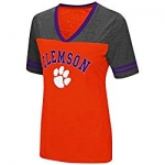 Colosseum Women's NCAA Varsity Jersey V-Neck T-Shirt-Clemson